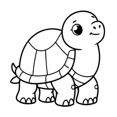 Cute vector illustration Turtle for kids colouring worksheet