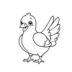 Fototapeta premium Cute vector illustration Pigeon for kids colouring worksheet
