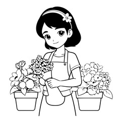 Cute vector illustration Florist doodle for children worksheet