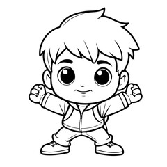 Cute vector illustration Boy drawing for kids colouring page