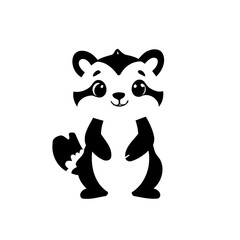 Vector illustration of a cute Skunk drawing for kids colouring page