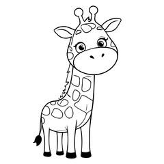 Vector illustration of a cute Giraffe doodle for kids colouring page