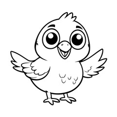 Simple vector illustration of Bird drawing for kids colouring page