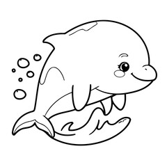 Vector illustration of a cute Orca doodle for kids colouring page