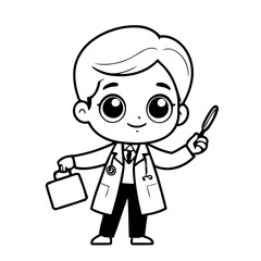 Cute vector illustration Doctor doodle for children worksheet