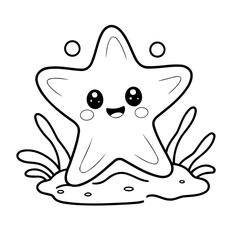 Cute vector illustration StarFish doodle for kids coloring worksheet