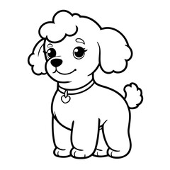 Simple vector illustration of Poodle colouring page for kids
