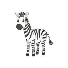 Cute vector illustration Zebra drawing for kids colouring page