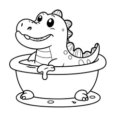 Vector illustration of a cute Alligator doodle drawing for kids page