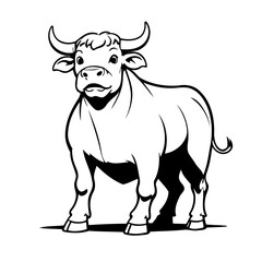 Simple vector illustration of Bull drawing for toddlers colouring page