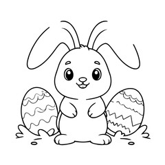 Vector illustration of a cute Bunny doodle for kids coloring worksheet