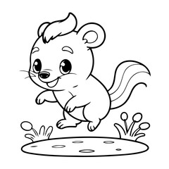 Simple vector illustration of Skunk doodle for toddlers worksheet