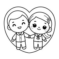 Cute vector illustration Couple drawing for toddlers book