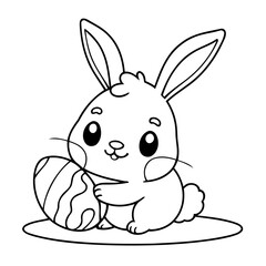 Vector illustration of a cute Bunny drawing for toddlers colouring page