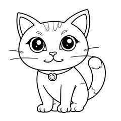 Simple vector illustration of CreepyCat for toddlers colouring page