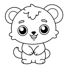 Simple vector illustration of Kawaii outline for colouring page