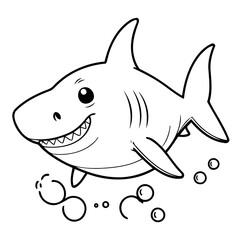 Vector illustration of a cute Shark drawing colouring activity