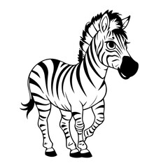 Simple vector illustration of Zebra outline for colouring page