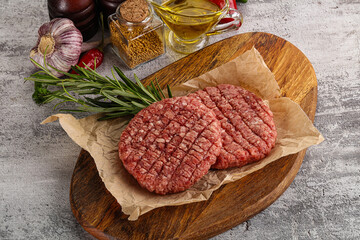 Raw burger cutlet for grill