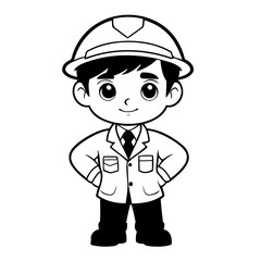 Vector illustration of a cute Foreman doodle colouring activity for kids