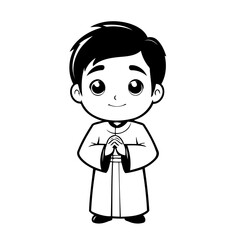 Cute vector illustration Clergyman doodle for kids colouring page