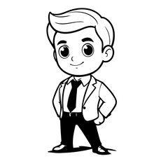 Vector illustration of a cute Man drawing for kids colouring activity