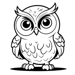 Vector illustration of a cute Owl doodle drawing for kids page