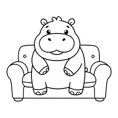 Cute vector illustration Hippo hand drawn for toddlers