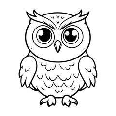 Cute vector illustration Owl drawing for toddlers coloring activity