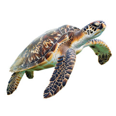 Fototapeta premium A sea turtle swimming gracefully on a seamless Png background, a sea turtle isolated on transparent background