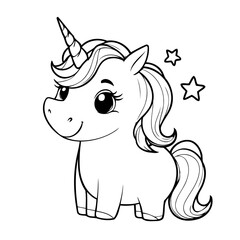 Cute vector illustration Unicorn hand drawn for kids page