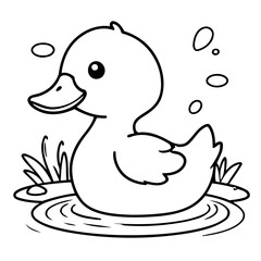 Simple vector illustration of Duck drawing for kids page