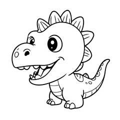 Simple vector illustration of Dino drawing for toddlers book
