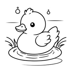 Simple vector illustration of Duck hand drawn for kids coloring page