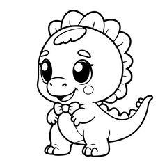 Obraz premium Cute vector illustration Dino doodle for toddlers worksheet