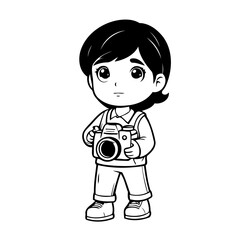 Simple vector illustration of Photographer hand drawn for kids page