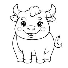 Simple vector illustration of Bull for toddlers colouring page