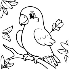 Vector illustration of a cute Parrot doodle for kids colouring page