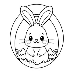 Cute vector illustration Bunny drawing for colouring page