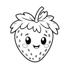 Vector illustration of a cute Strawberry doodle for toddlers colouring page