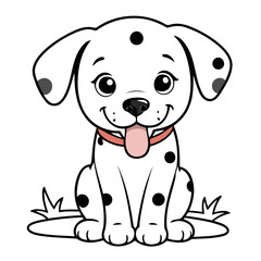 Naklejka premium Vector illustration of a cute Dalmatian doodle for toddlers colouring page