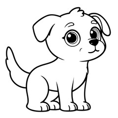 Fototapeta premium Vector illustration of a cute Dog doodle for children worksheet
