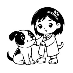 Simple vector illustration of Beggar colouring page for kids