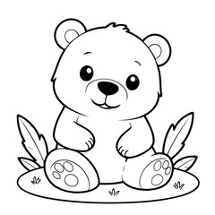 Simple vector illustration of Bear hand drawn for toddlers