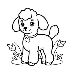Vector illustration of a cute Poodle doodle colouring activity for kids