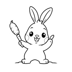 Simple vector illustration of Bunny drawing for toddlers book