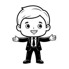 Simple vector illustration of Businessman drawing for toddlers coloring activity