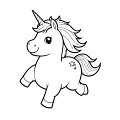 Simple vector illustration of Unicorn drawing for toddlers coloring activity