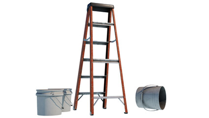 ladder and bucket isolated