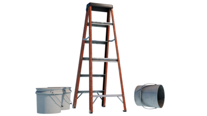 ladder and bucket isolated